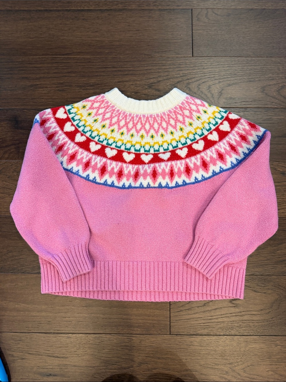 Old Navy Pink Crewneck Sweater with Heart Yoke Size Medium 8 - C12-061
